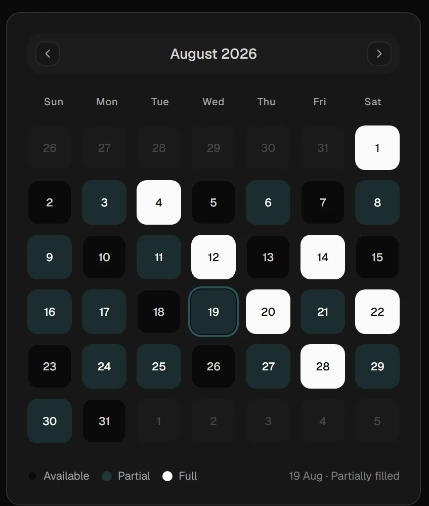 Availability calendar
